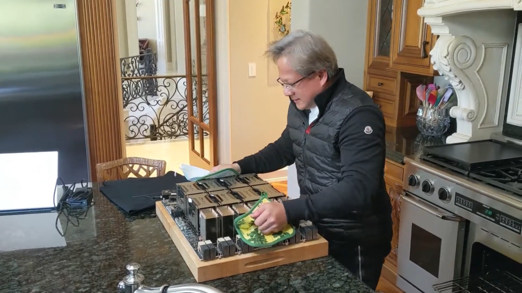 nvidia ampere gpu powered dgx a100 hpc system 1030x579 NVIDIA เผยวีดีโอผู้บริหาร CEO Jensen Huang ที่นำการ์ดจอออกจากเตาอบ ลือ!! คาดว่าเป็นการ์ดจอสถาปัตย์ Ampere รุ่นใหม่ล่าสุดที่กำลังจะเปิดตัวเร็วๆนี้ 