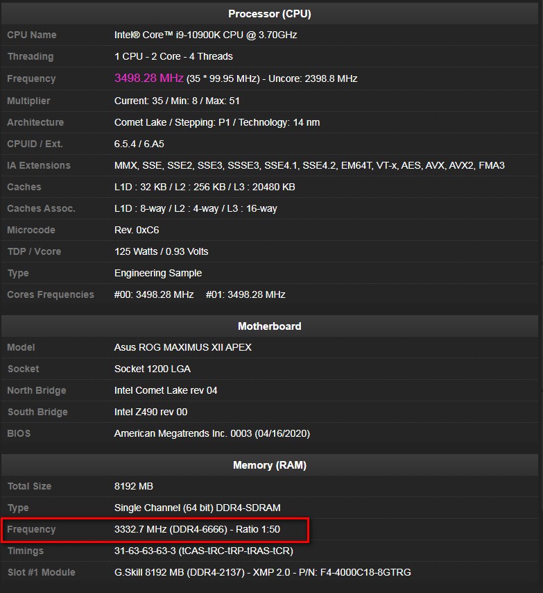 01 cpuz world record ddr4 6666 validation G.SKILL สร้างสถิติโลกใหม่ด้วยการโอเวอร์คล๊อกแรม Trident Z Royal ทะลุบัสความเร็ว DDR4 6666 ด้วยซีพียู Intel Core i9 10900K และเมนบอร์ด ASUS ROG Maximus XII APEX 