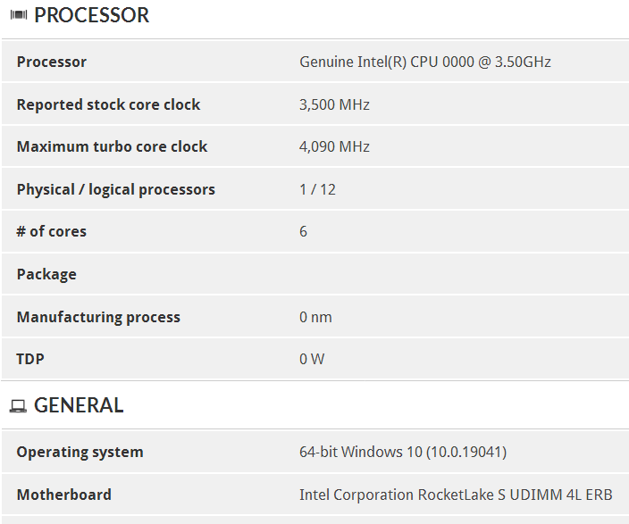 untitled 1 หลุดข้อมูลซีพียู Intel Rocket Lake รุ่นใหม่ 11th Gen มีจำนวนคอร์ 6C/12T รองรับ PCIe 4.0 อย่างไม่เป็นทางการ  
