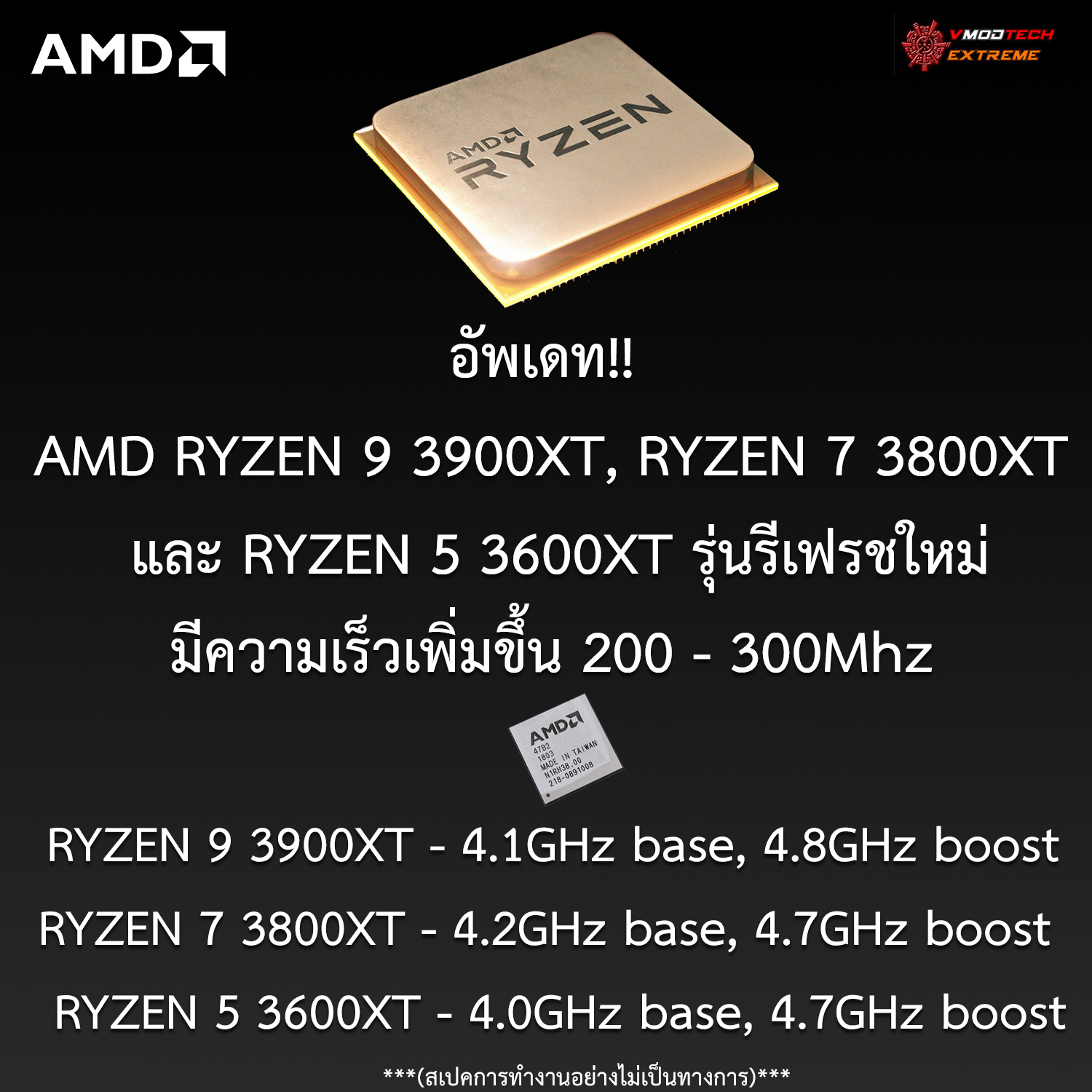 amd-ryzen-9-3900xt-ryzen-7-3800xt-ryzen-5-3600xt-speed-clock amd ryzen 9 3900xt ryzen 7 3800xt ryzen 5 3600xt speed clock อัพเดท!! ซีพียู AMD RYZEN 9 3900XT, RYZEN 7 3800XT และ RYZEN 5 3600XT รุ่นรีเฟรชใหม่มีความเร็วเพิ่มขึ้น 200 300Mhz
