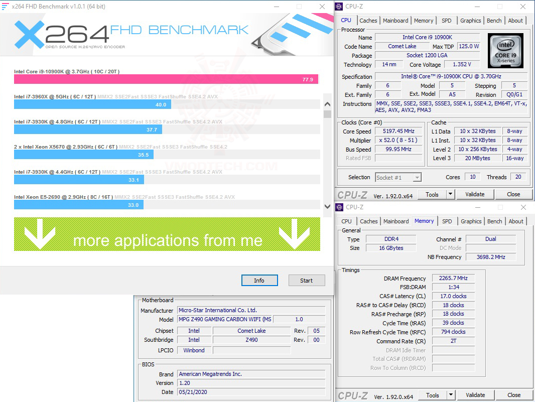 x264 x264 MSI MPG Z490 GAMING CARBON WIFI REVIEW