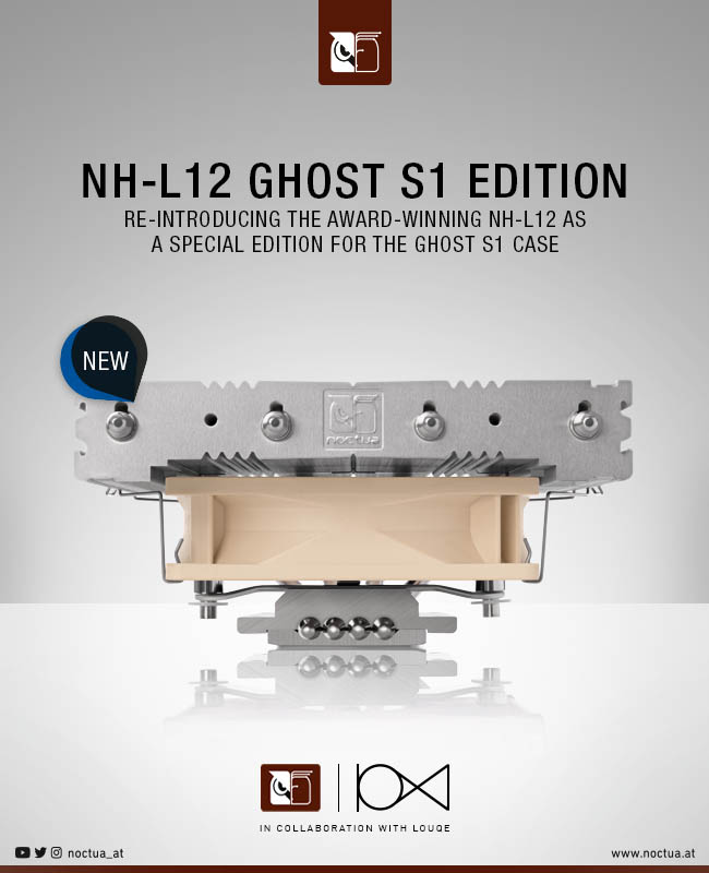 noctua nh l12 ghost s1 launch 2020 Noctua เปิดตัวฮีตซิงค์ซีพียู NH L12 Ghost S1 edition รุ่นใหม่ล่าสุดรองรับซ็อกเก็ต Intel LGA1200, LGA115x และ AMD AM4 สำหรับเคส ITX ระดับพรีเมี่ยม