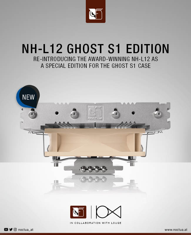 noctua_nh_l12_ghost_s1_launch_2020 noctua nh l12 ghost s1 launch 2020 Noctua เปิดตัวฮีตซิงค์ซีพียู NH L12 Ghost S1 edition รุ่นใหม่ล่าสุดรองรับซ็อกเก็ต Intel LGA1200, LGA115x และ AMD AM4 สำหรับเคส ITX ระดับพรีเมี่ยม
