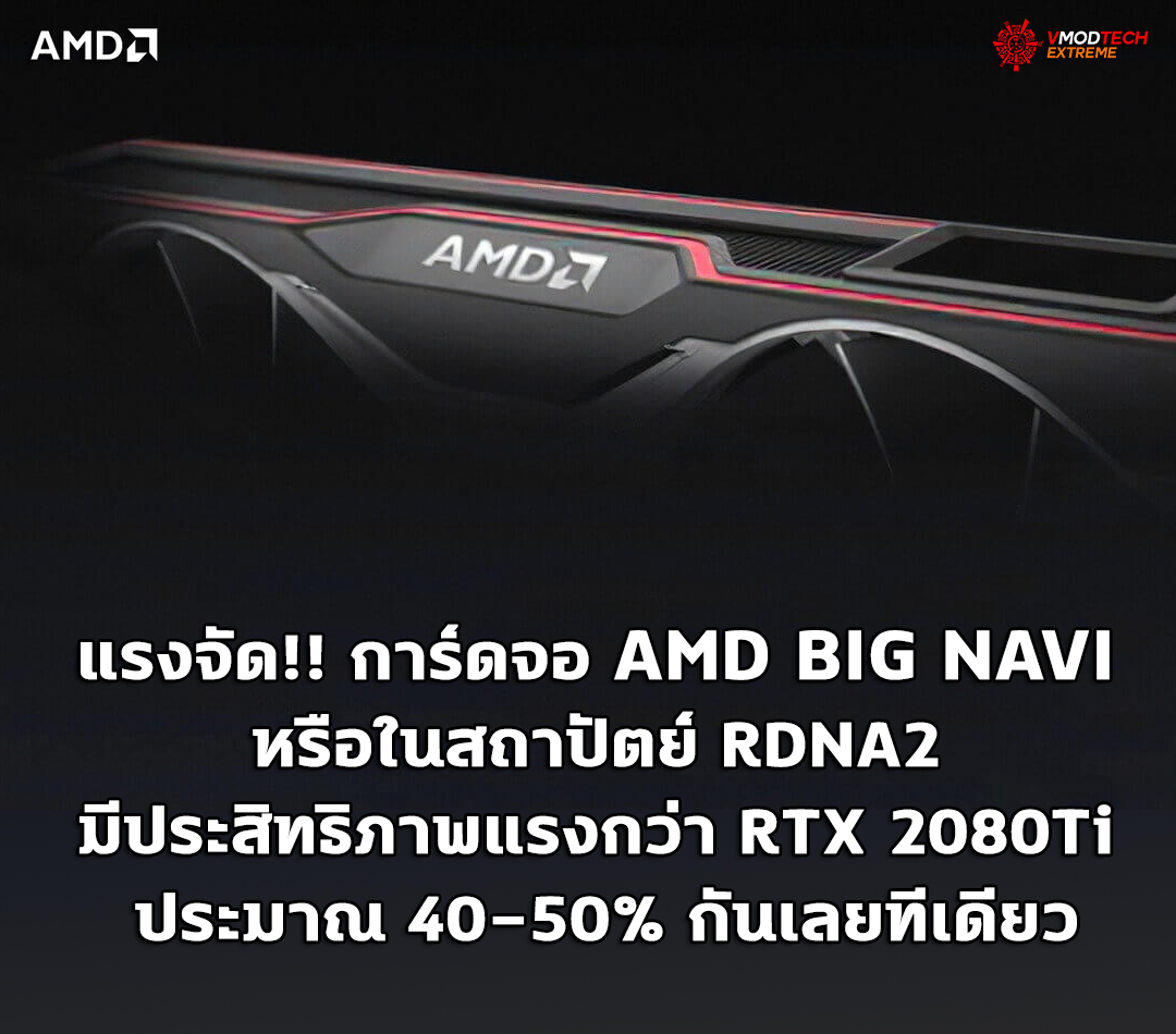 แรงจัด!! การ์ดจอ AMD BIG NAVI หรือในสถาปัตย์ RDNA2 มีประสิทธิภาพแรงกว่า RTX 2080Ti ประมาณ 40-50% กันเลยทีเดียว
