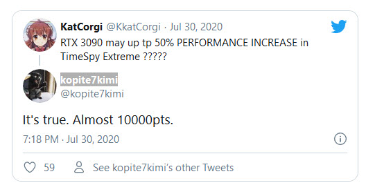2020 07 31 11 25 59 ลือ!! NVIDIA RTX 3090 ประสิทธิภาพแรงกว่า RTX 2080Ti มากถึง 50% กันเลยทีเดียว 