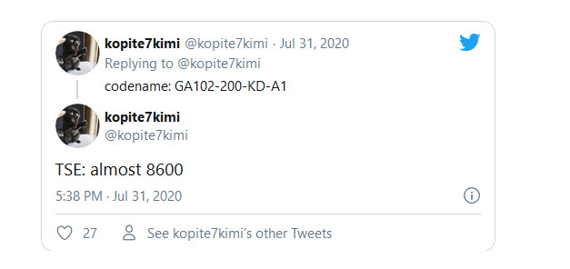 2020 08 01 20 58 12 ลือ!! NVIDIA GeForce RTX 3080 ประสิทธิภาพแรงกว่า RTX 2080 Ti มากถึง 35% กันเลยทีเดียว