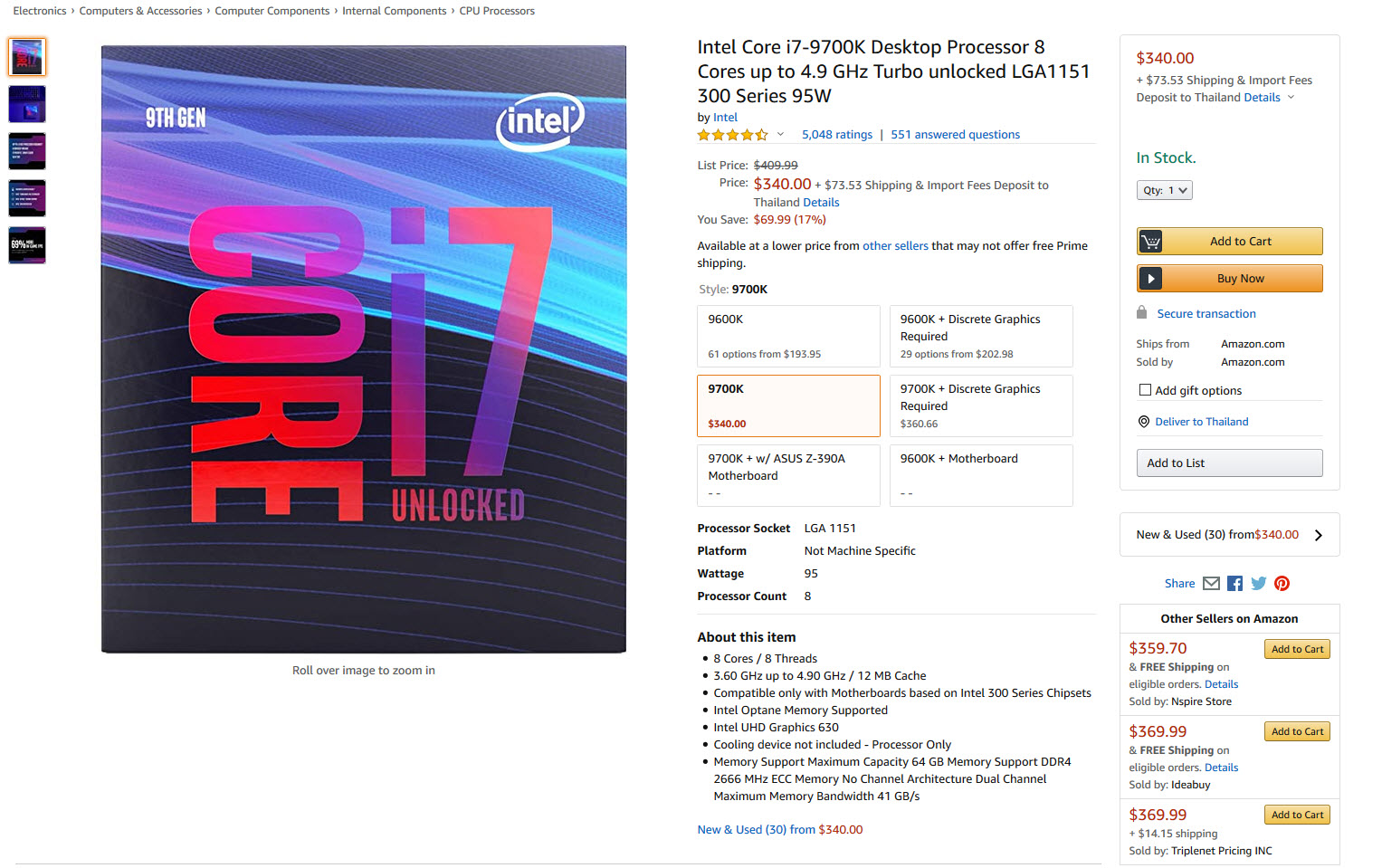 2020 08 12 11 33 09 ซีพียู Intel 9th Gen ลดราคาลง 25% ในเว็บไซต์ออนไลน์ต่างประเทศ