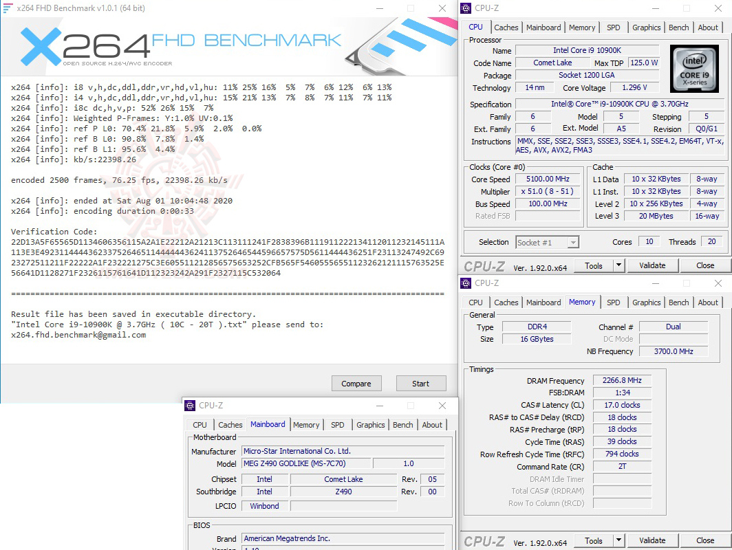 x264 1 MSI MEG Z490 GODLIKE REVIEW