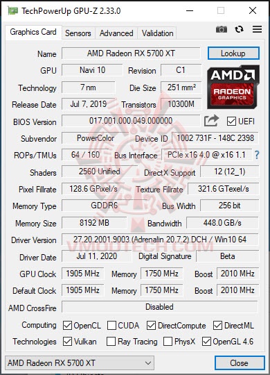 gjpuz PowerColor Red Devil Radeon™ RX 5700 XT 8GB GDDR6 Review