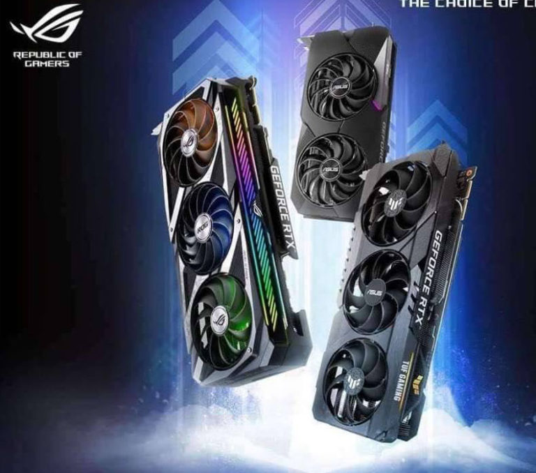 asus rog rtx 30 768x678 เอซุสประกาศเปิดตัวการ์ดจอ Nvidia GeForce RTX 30ซีรี่ย์รุ่นใหม่ล่าสุด 5รุ่น ROG Strix GeForce RTX 3090 , ASUS TUF Gaming GeForce RTX 3090 , GeForce RTX 3080 , ROG Strix GeForce RTX 3070 และ ASUS Dual GeForce RTX 3070 อย่างเป็นทางการ