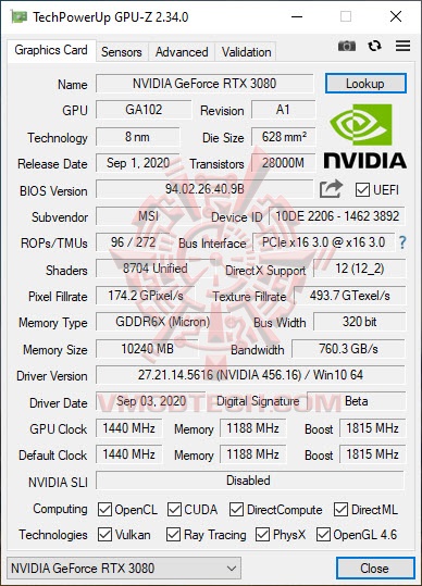gpuzx3 gpuzx3 MSI GeForce RTX 3080 Gaming X Trio 10G Review