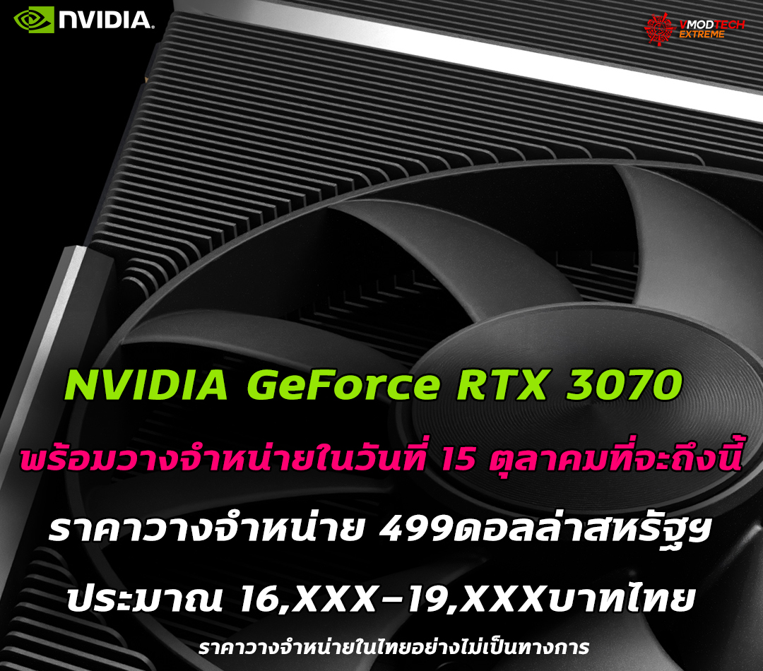 nvidia geforce rtx 3070 to launch on october 15th1 NVIDIA GeForce RTX 3070 พร้อมวางจำหน่ายในวันที่ 15 ตุลาคมที่จะถึงนี้