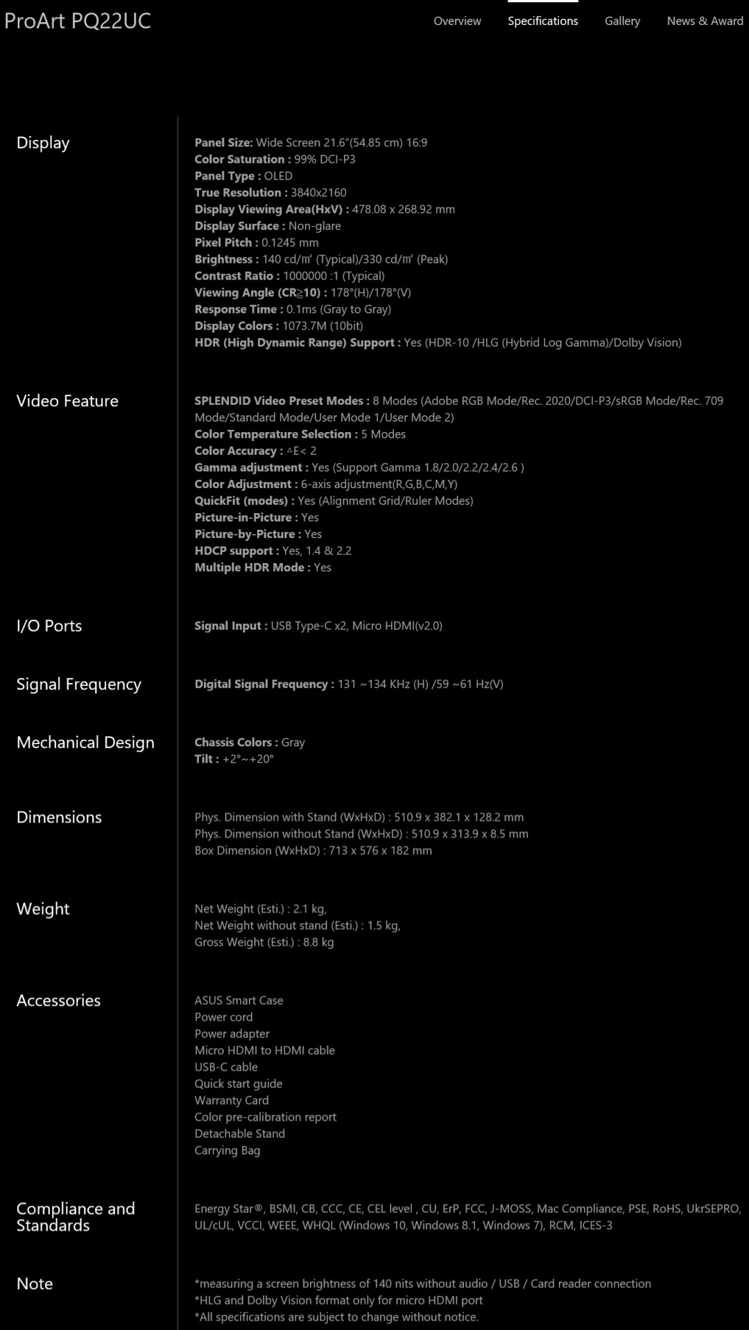 b ASUS ProArt PQ22U 4K HDR OLED Professional Portable Monitor 21.6 inch Review