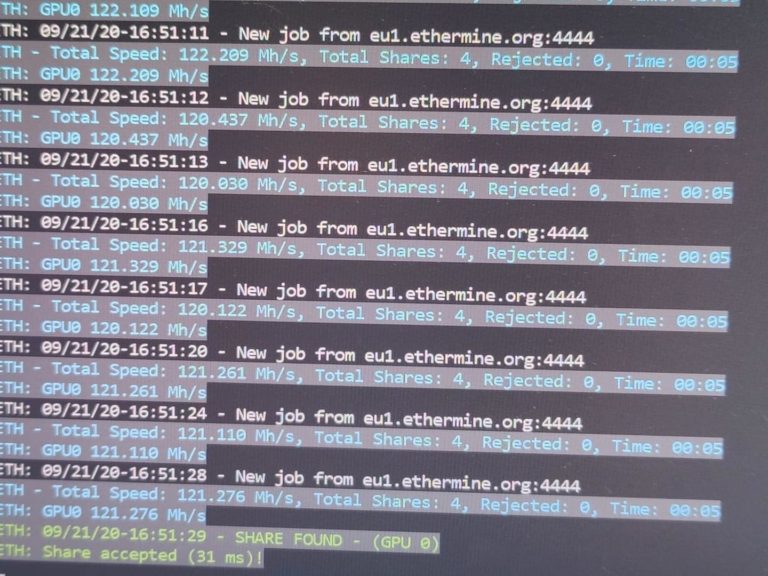 nvidia geforce rtx 3090 mining 768x576 เผยผลทดสอบ NVIDIA GeForce RTX 3090 ในการขุด ETH Mining แรงในระดับ 120 122 MH/s กันเลยทีเดียว 