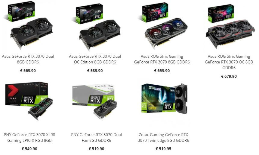 nvidia geforce rtx 3070 eu pricing 3 หลุดราคา Nvidia GeForce RTX 3070 ในยุโรปราคาอยู่ที่ประมาณ 520 680 ยูโร หรือประมาณ 18,XXX   24,XXXบาทไทย