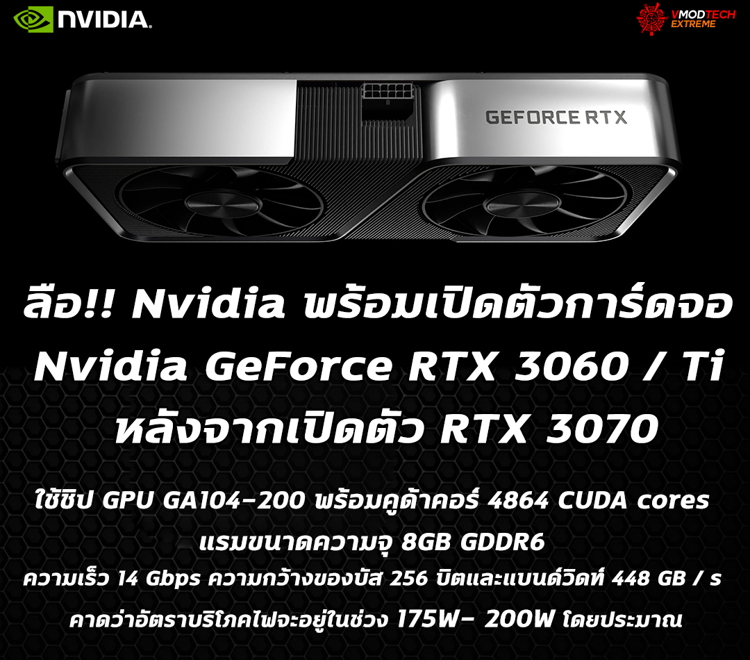ลือ!! Nvidia พร้อมเปิดตัวการ์ดจอ Nvidia GeForce RTX 3060 / Ti หลังจากเปิดตัว RTX 3070 