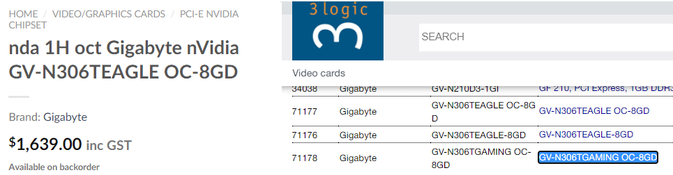 gigabyte geforce rt 3060 ti series listed หลุดพบข้อมูลการ์ดจอ Nvidia GeForce RTX 3060 Ti 8GB GDDR6 ในฐานข้อมูล ECC มากถึง 4รุ่น 