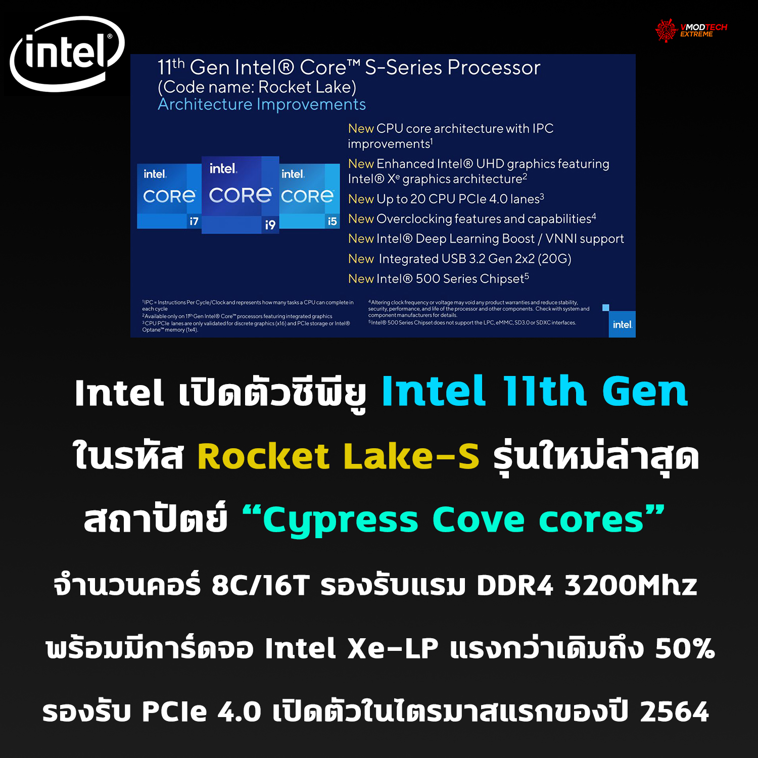 intel 11th gen rocket lake s cypress cove cores Intel เปิดตัวซีพียู Intel 11th Gen ในรหัส Rocket Lake S รุ่นใหม่ล่าสุดที่มาพร้อมสถาปัตย์ Cypress Cove cores 