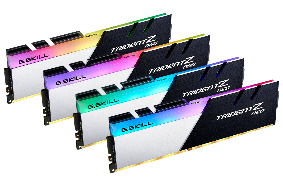 01-trident-z-neo-main-image 01 trident z neo main image G.SKILL เปิดตัวแรม G.SKILL Trident Z Neo DDR4 รุ่นใหม่ล่าสุดมีสเปกให้เลือก 3รุ่น DDR4 4000 CL16 2x16GB , DDR4 3800 CL14 16 16 36 32GB (16GBx2) และ DDR4 4000 CL18 22 22 42 64GB (32GBx2) ที่ออกมาสำหรับซีพียู AMD Ryzen 5000ซีรี่ย์ ZEN3 โดยเฉพาะ