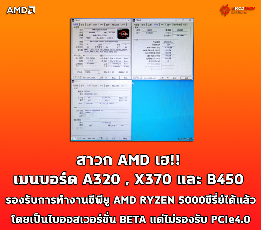 สาวก AMD เฮ!! เมนบอร์ด A320 , X370 และ B450 รองรับการทำงานซีพียู AMD RYZEN 5000ซีรี่ย์ได้แล้ว