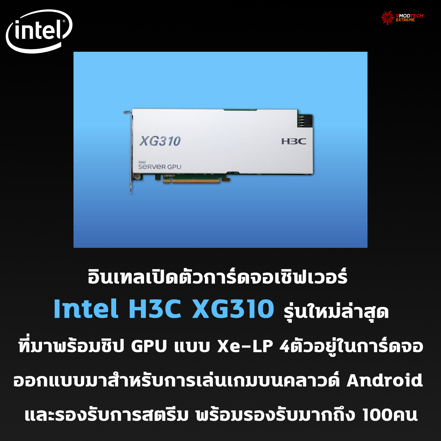 intel h3c xg310 อินเทลเปิดตัวการ์ดจอเซิฟเวอร์ Intel H3C XG310 รุ่นใหม่ล่าสุดที่มาพร้อมชิป GPU แบบ Xe LP 4ตัวอยู่ในการ์ดจอ