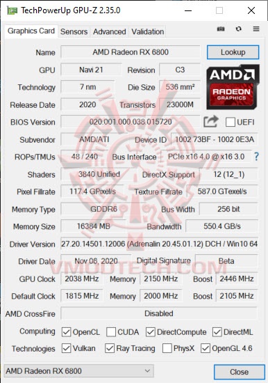 gpuoc AMD Radeon RX 6800 16GB Review