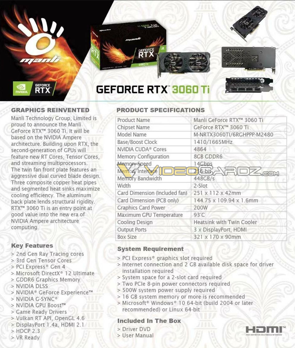 nvidia geforce rtx 3060 ti specs รวมภาพหลุดการ์ดจอ NVIDIA GeForce RTX 3060 Ti จากแบรนด์ต่างๆอย่างไม่เป็นทางการ