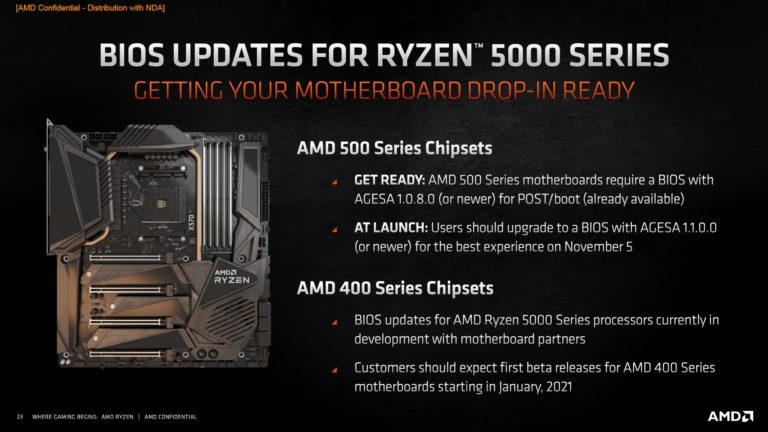 amd ryzen 5000 on amd 500 and 400 motherboards 768x4321 AMD เริ่มทยอยอัพเดทไบออสให้รองรับซีพียู AMD Ryzen 5000ซีรี่ย์ ZEN3 ในเมนบอร์ด 400ซีรี่ย์ในรุ่น B450/X470 และเมนบอร์ด 500ซีรี่ย์เกือบทุกรุ่นแล้ว
