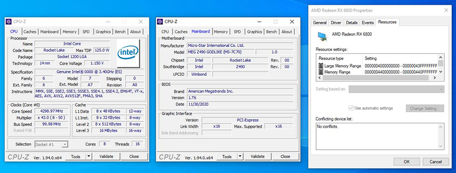 msi to release bios update for intel 400 series motherboards to support re size bar 3 หลุดข้อมูลซีพียู Intel Rocket Lake S รุ่นใหม่ล่าสุด 8C/16T ความเร็ว 4.3Ghz ในหน้า CPU Z 