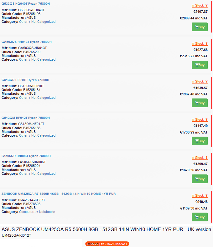 asus lapotps witn ryzen 5000h series หลุดพบข้อมูลสเปกซีพียู AMD Ryzen 5000H/5000U ที่ใช้งานในแล็ปท็อปคาดเปิดตัวในงาน CES 2021