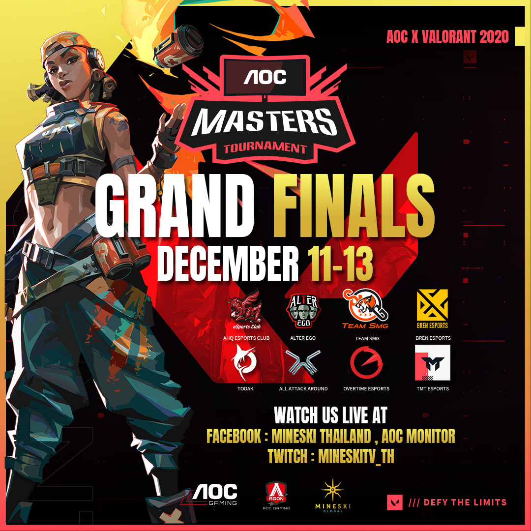 AOC MASTERS VALORANT TOURNAMENT กำลังจะเข้าสู่ช่วง GRAND FINALS ในวันที่ 11-13 ธันวาคม การแข่งขันครั้งยิ่งใหญ่ระหว่างทีมชั้นนำในโซน SEA กำลังจะเข้าสู่บทสุดท้าย…