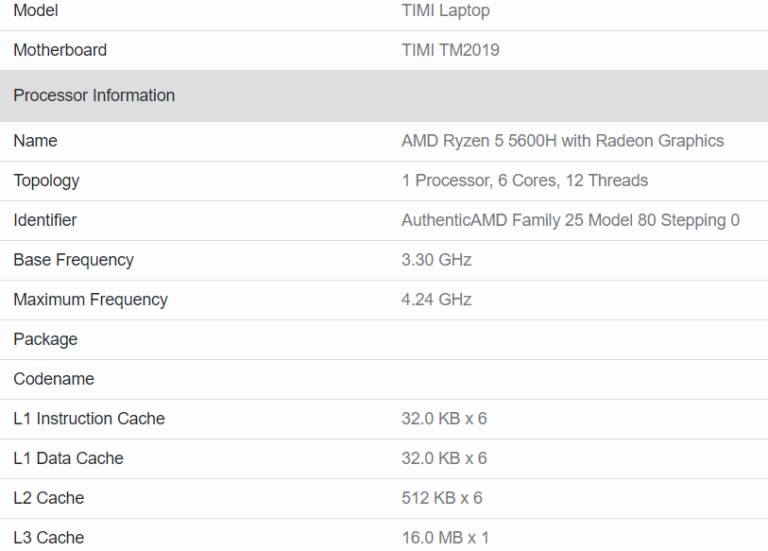 amd ryzen 5 5600h 768x551 หลุดผลทดสอบซีพียู AMD Ryzen 5 5600H 6C/12T รุ่นใหม่ล่าสุดในรหัส Cezanne ประสิทธิภาพแรงกว่าเดิม 37% กันเลยทีเดียว