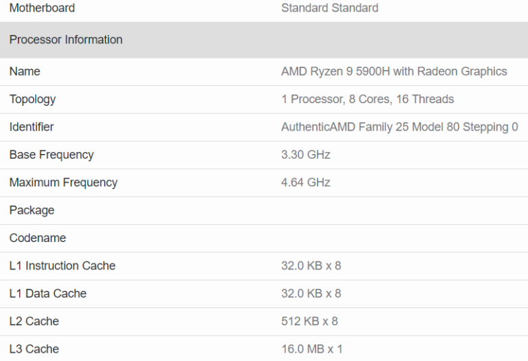 amd-ryzen-9-5900h-specifications-768x525 amd ryzen 9 5900h specifications 768x525 หลุดผลทดสอบ AMD Ryzen 9 5900H ประสิทธิภาพแรงกว่า Ryzen 9 4900H มากถึง 25% ในโปรแกรม Geekbench อย่างไม่เป็นทางการ