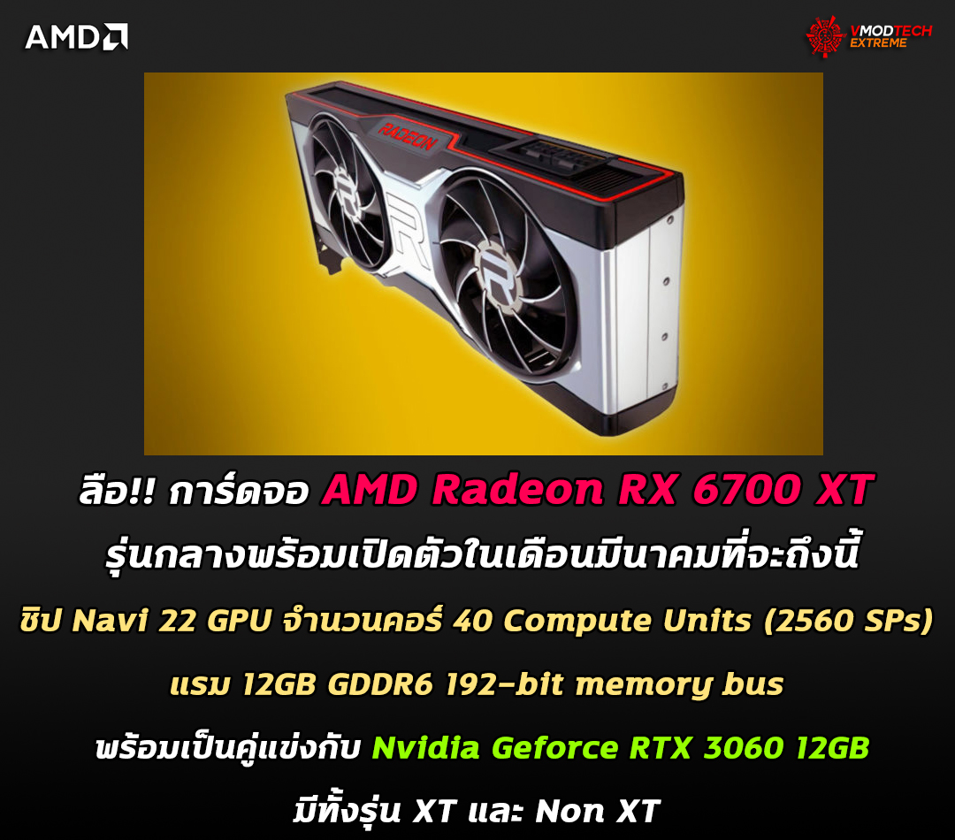 amd radeon rx 6700 xt march ลือ!! การ์ดจอ AMD Radeon RX 6700 XT เปิดตัวในเดือนมีนาคมที่จะถึงนี้