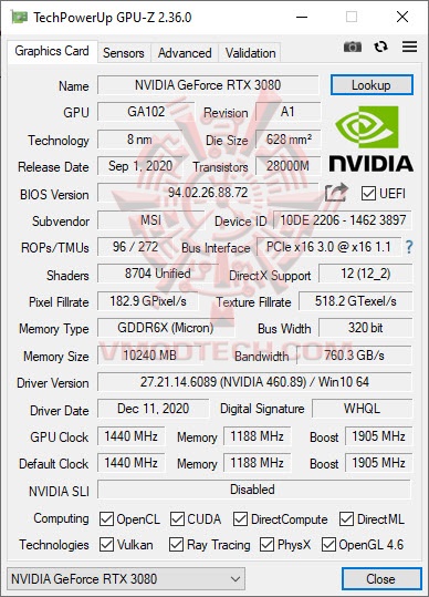 gpusilent MSI GeForce RTX 3080 SUPRIM X 10G Review