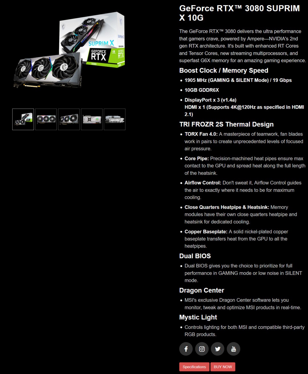 0 MSI GeForce RTX 3080 SUPRIM X 10G Review