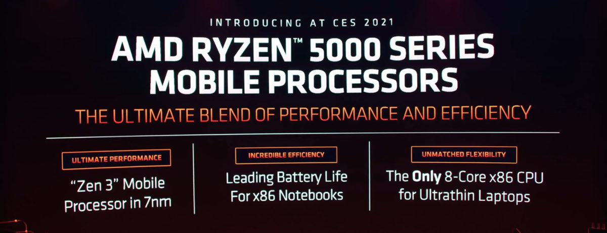 amd at ces 2021 20 50 screenshot e1610471520309 1200x462 AMD เปิดตัวซีพียูรุ่นใหม่ในงาน CES 2021 ในรุ่น AMD Ryzen 5000 Mobile ซีรี่ย์และรุ่นเดสก์ท็อป AMD Ryzen 9 5900 และ Ryzen 7 5800 รุ่นใหม่ล่าสุดพร้อมวางจำหน่ายเร็วๆนี้