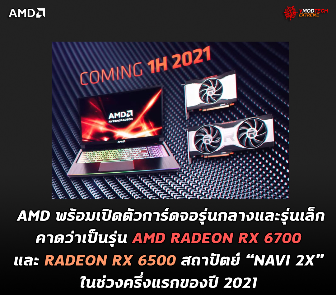 AMD พร้อมเปิดตัวการ์ดจอรุ่นกลางและรุ่นเล็กที่คาดว่าเป็นรุ่น AMD RADEON RX 6700 และ RADEON RX 6500 ครึ่งแรกของปี 2021 