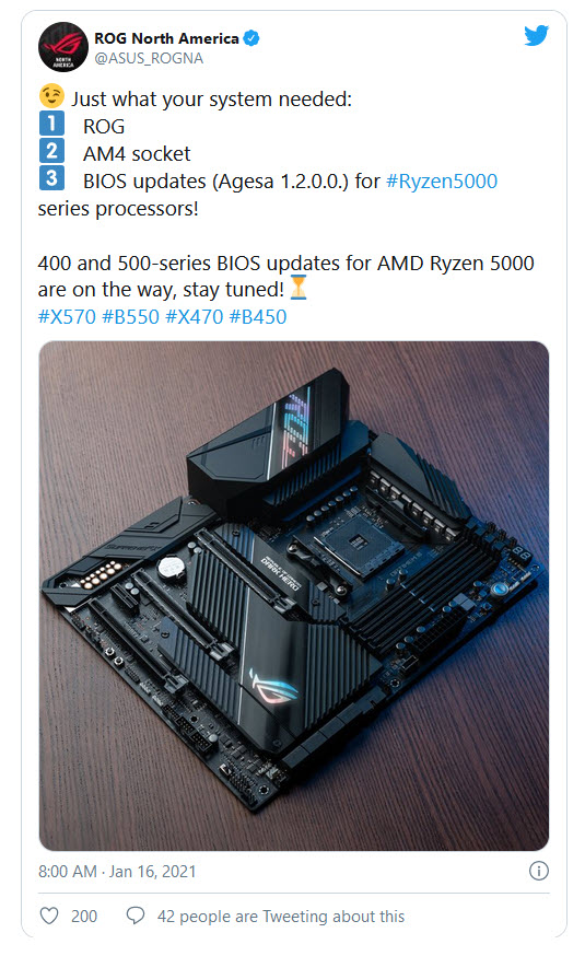 2021 01 19 12 26 28 ASUS เตรียมออกไบออสใหม่ AMD AGESA 1.2.0.0 BIOS Firmware ให้กับเมนบอร์ด 500ซีรี่ย์ และ 400ซีรี่ย์ในการรองรับซีพียู RYZEN 5000ซีรี่ย์และซีพียูรุ่นใหม่ที่กำลังจะเปิดตัวเร็วๆนี้