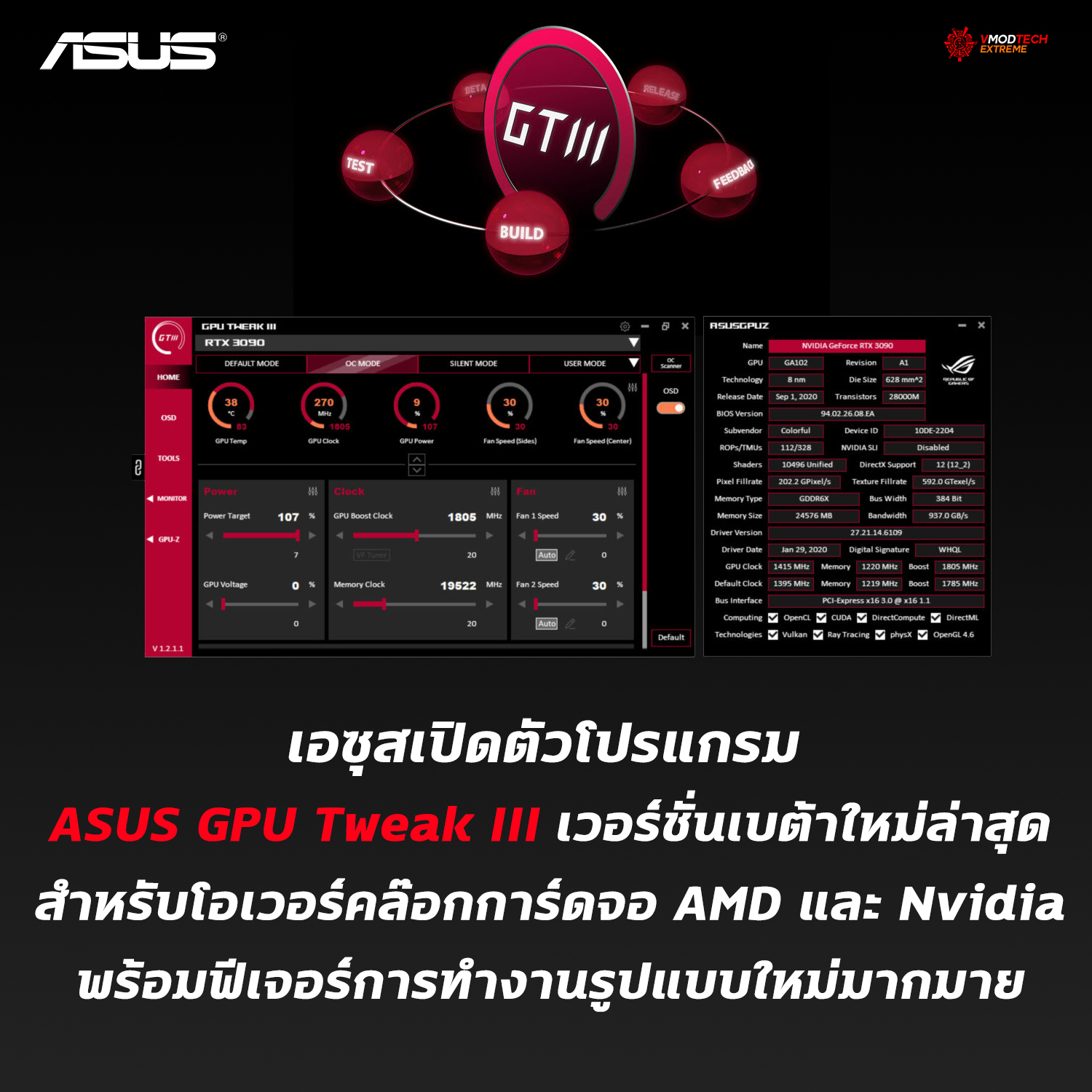 เอซุสเปิดตัวโปรแกรม ASUS GPU Tweak III เวอร์ชั่นเบต้าใหม่ล่าสุดสำหรับโอเวอร์คล๊อกการ์ดจอ AMD และ Nvidia | Vmodtech.com | Review, Overclock, Hardware, Notebook, Marketplace