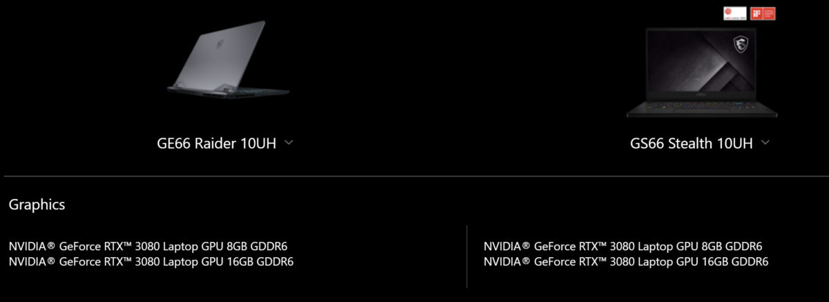 msi geforce rtx 30 laptops 1200x437 เผยผลทดสอบการ์ดจอ Nvidia GeForce RTX 3070 Max P มีประสิทธิภาพแรงกว่ารุ่น Max Q มากถึง 30% กันเลยทีเดียว