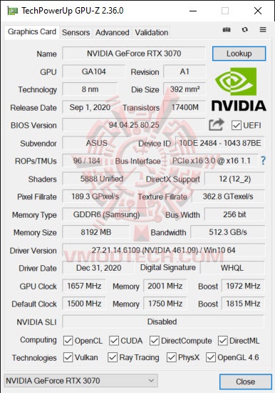 gpuoc ASUS KO GeForce RTX 3070 OC Edition 8GB GDDR6 Review