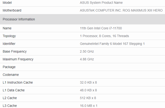 intel core i7 11700 specs พบข้อมูลซีพียู Intel Core i9 11900T และ Core i7 11700 รุ่น non K กินไฟ 65W TDP ในรหัส Rocket Lake S ที่ยังไม่เปิดตัวอย่างเป็นทางการปรากฏในโปรแกรม Geekbench