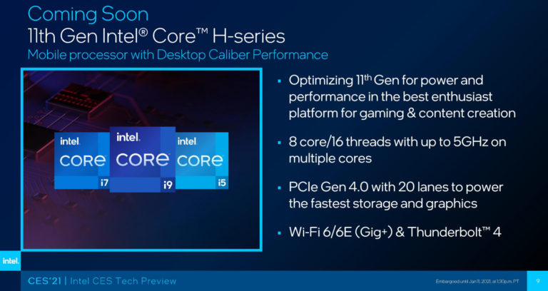 intel tiger lake h 8 core 768x408 ลือ!! Intel เตรียมเปิดตัวซีพียู Intel Tiger Lake H รุ่นใหม่ที่ใช้งานในแล็ปท็อปเกมส์มิ่ง  