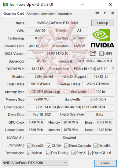 gpuoc ASUS ROG Strix GeForce RTX 3060 OC Edition 12GB GDDR6 Review