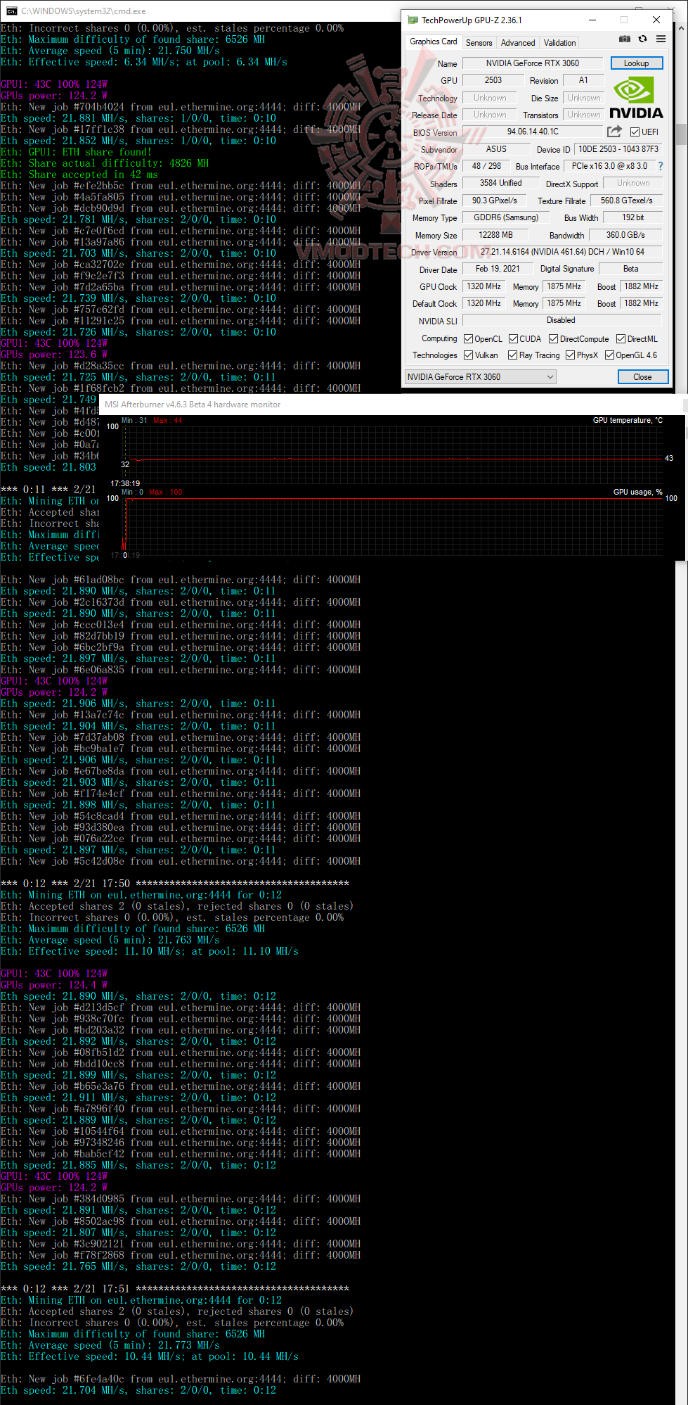 miningtestde ASUS ROG Strix GeForce RTX 3060 OC Edition 12GB GDDR6 Review