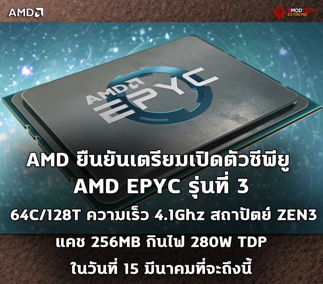 amd epyc 3rd gen zen3 AMD ยืนยันเตรียมเปิดตัวซีพียู AMD EPYC รุ่นที่ 3 ในวันที่ 15 มีนาคมที่จะถึงนี้