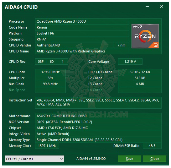 aida64 ASUS MINI PC PN50 REVIEW