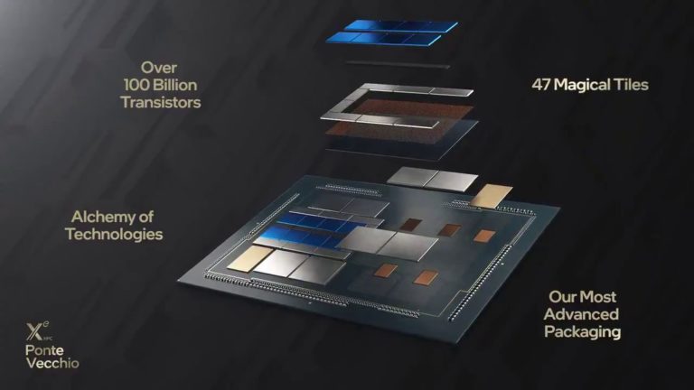 intel ponte vecchio march 2021 3 768x432 Intel โชว์กราฟฟิกการ์ด Intel Ponte Vecchio หรือ Xe HPC มาพร้อมชุดประมวลผล 47 tiles และทรานซิสเตอร์มากถึง 1แสนล้านตัว