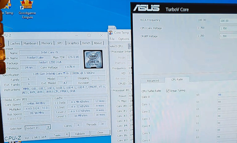 intel core i9 11900k 65 ghz 768x464 หลุดผลทดสอบ Intel Core i9 11900K ถูกโอเวอร์คล๊อกไปที่ความเร็ว 7GHz ไฟเลี้ยง 1.873V